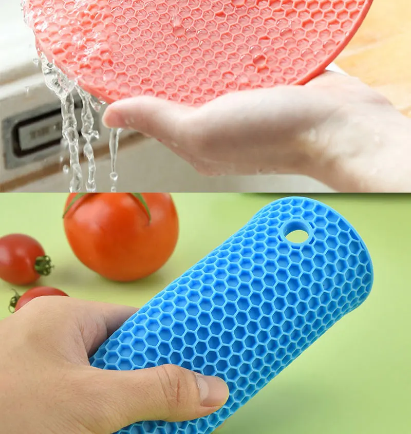 18cm Runde Silikon-Tischmatte Extra Dickes Tischset Offene Wabenstruktur Rutschfest Hitzebeständig Untersetzer für Kaffeebecher – Detail 9
