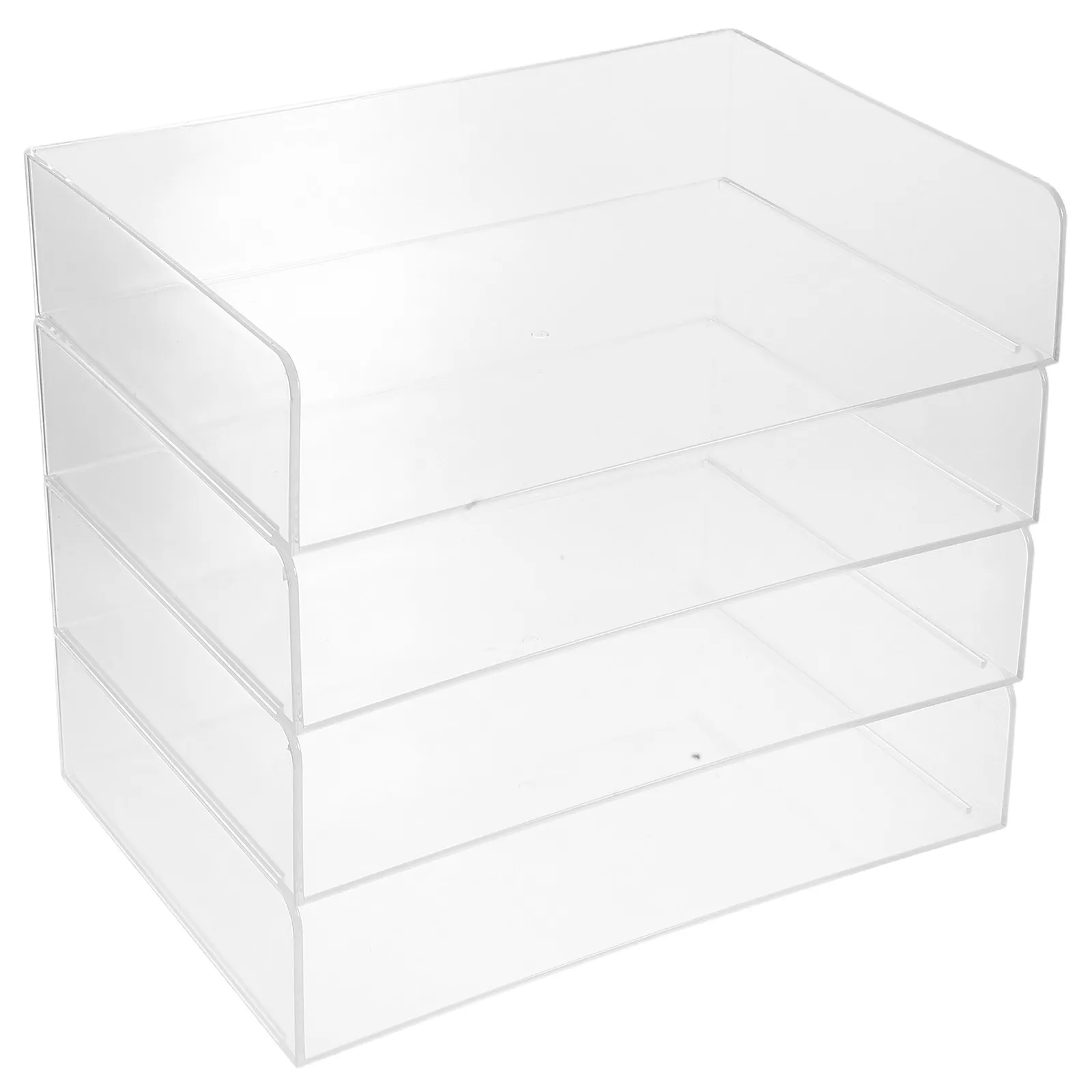 

1Set Stackable 4 Tier Acrylic Office Organizer Clear Desk Trays Document File Holder for Desk Workspace Storage