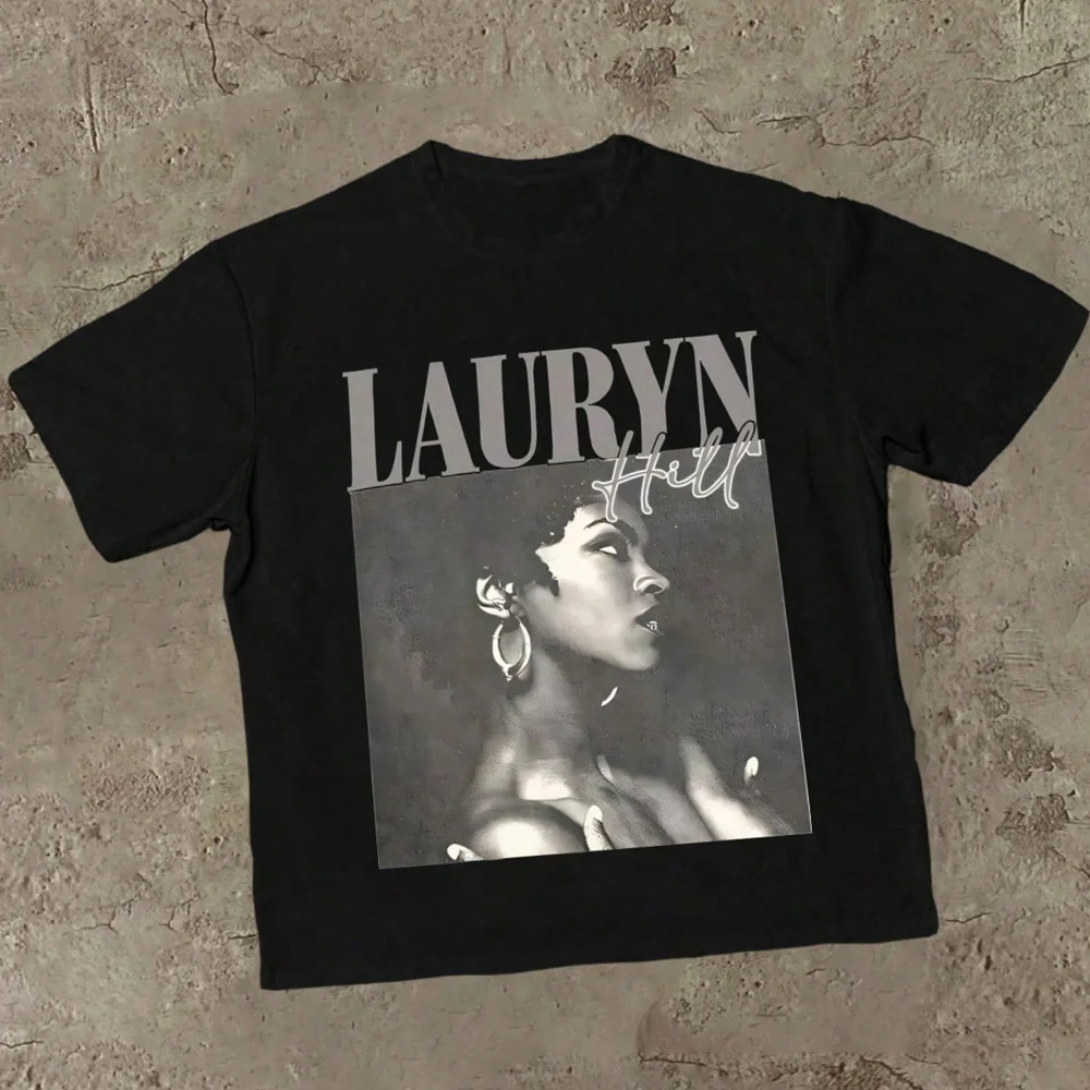 Lauryn Band Profile Picture Print T-Shirt Unisex Crew Neck Short-sleeved Retro Street Y2K Casual Fashion Tops Clothing Basic Tee