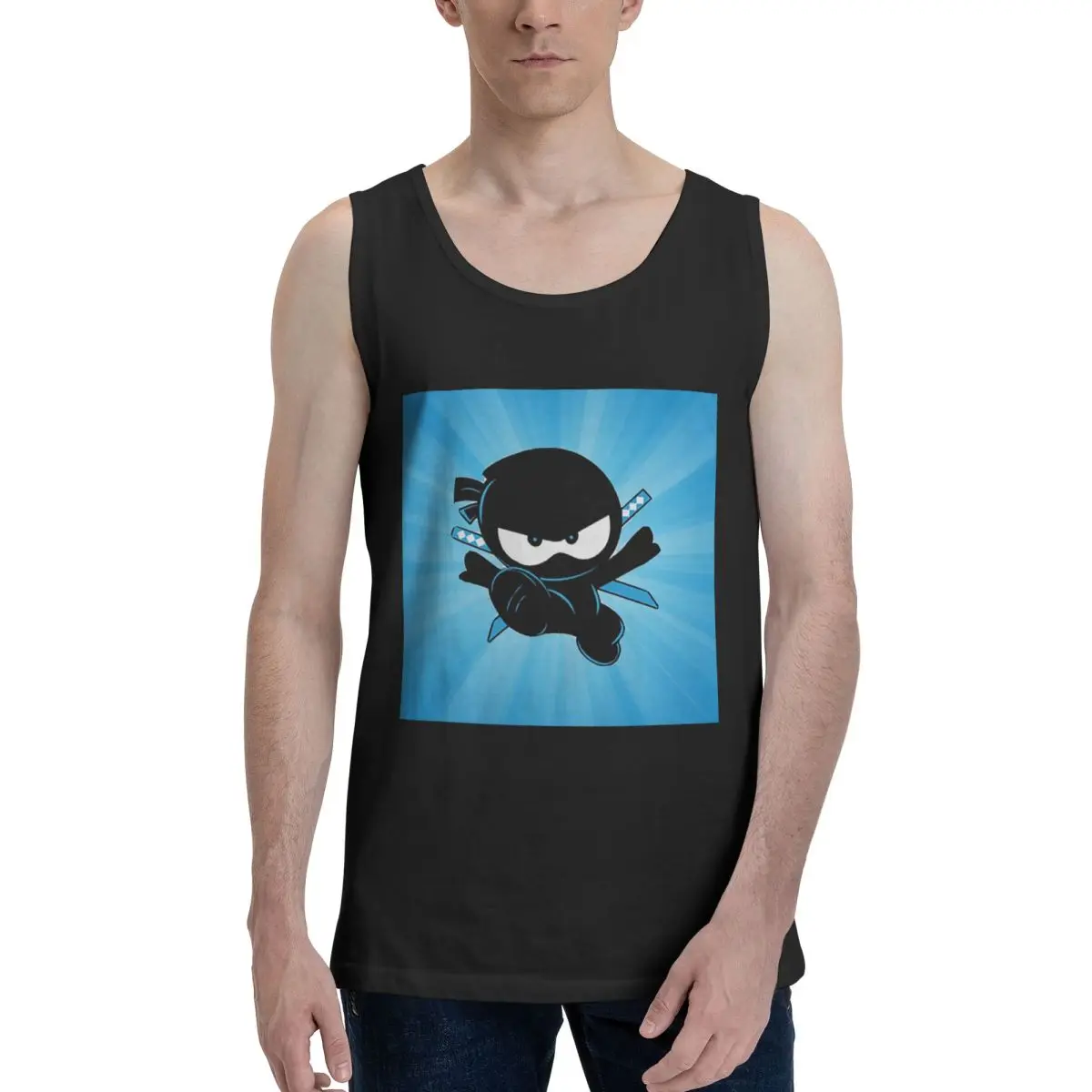 Ninja Kidz 100% Cotton Men's Sweatshirt Vest Sleeveless Clothing Tees Men Tank Tops T-shirt