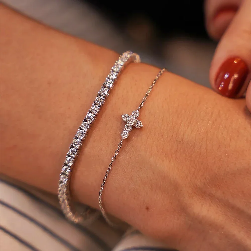 FCGJHW Pulsera con Colgante de Cruz de Jesús de Moissanita Real de 3mm, Plata de Ley S925, Cadena de Mano con Diamantes de Laboratorio, Joyería de Regalo 2026
