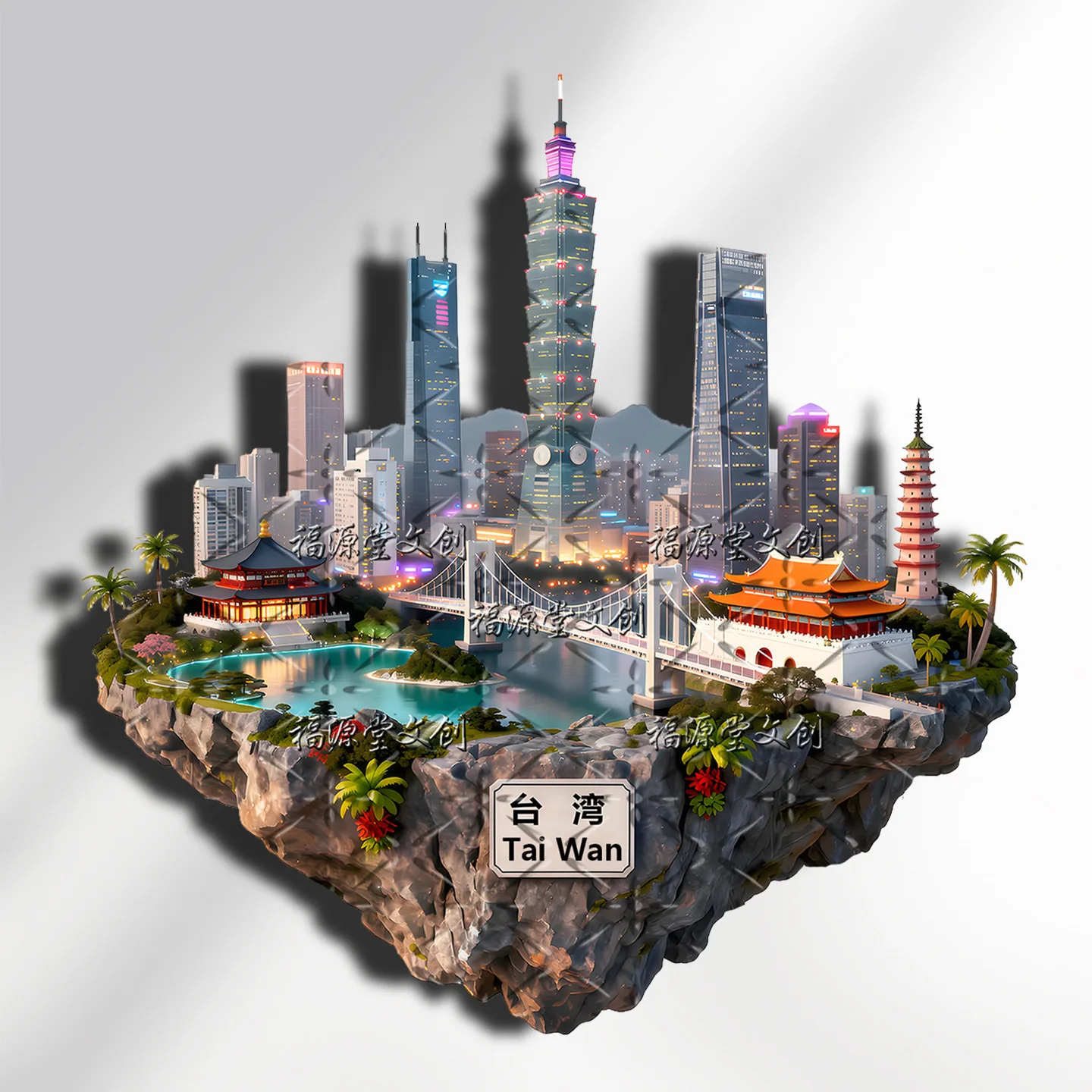 China Taiwan Metal Magnetic Fridge Magnet, Cultural Creative Toy Tourist Souvenir Collectible Gift