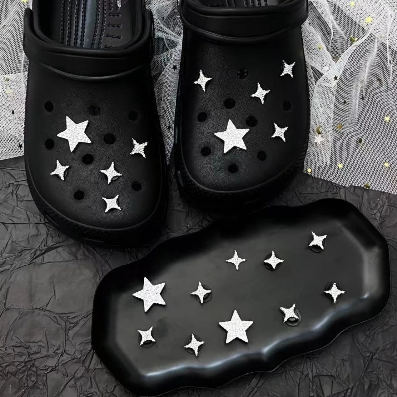 10Pcs Crystal Star & Flower Shoe Charms Cute Fashion DIY Accessories for Footwear Decoration