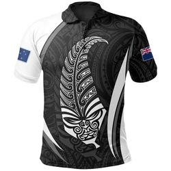 New Zealand Flag Maori Polo Shirt For Men Fashion Summer Short Sleeve Lapel Tees Tops Streetwear Full Print Plus Size T-Shirts