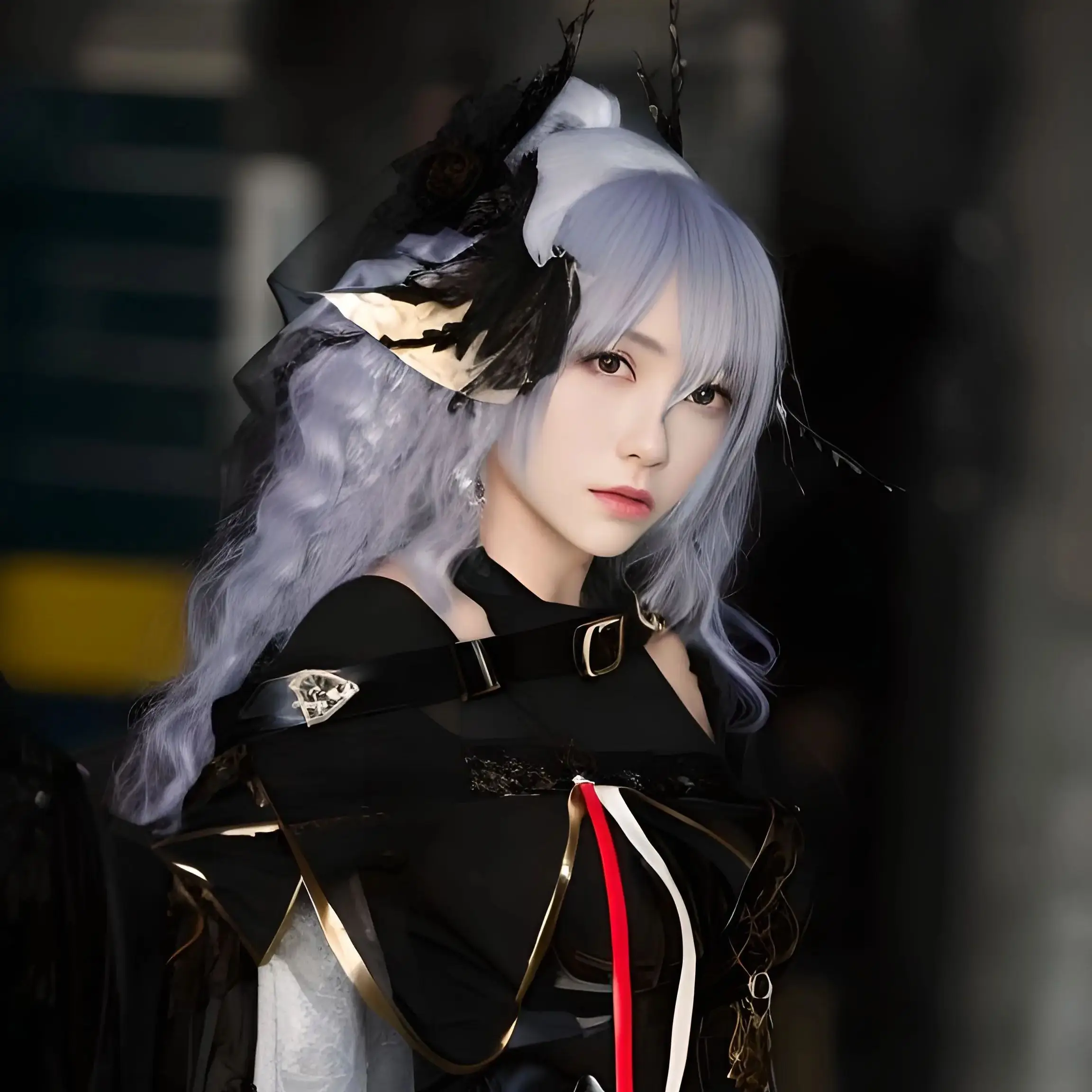 Game Arknights Lamian cosplay Wig 95CM Gradient gray blue long ponytail long hair Game cosplay Wig anime cosplay Wig