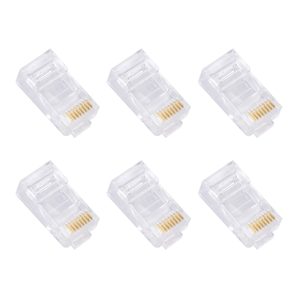 

1000pcs 8 Pin Cob 8P8C Cat5E Network Connector Metal Modular Plug Gold Plated Durable For Cat5E Cable White