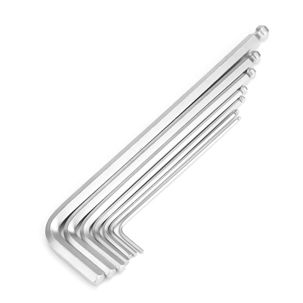 7pcs Extended Length Ball End Hex Key Repairing Kit Ball End Design L-Wrench Set Hand Tool Professional Hex Wrench