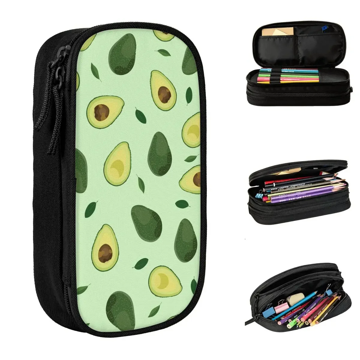 

Avocado Vegan Pencil Case Healthy Food Pen Holder Bag Girls Boys Big Capacity Students School Cosmetic Pencilcases