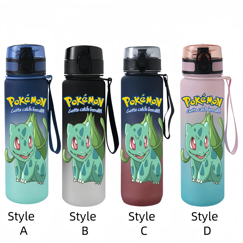 650ML Bulbasaur อะนิเมะถ้วยน้ําแบบพกพาเด็กกีฬากลางแจ้งขนาดใหญ่ความจุพลาสติก Antidrip ขวดน้ํา