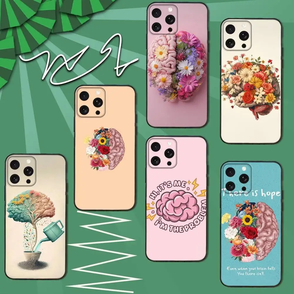 

Anatomy Brain Art Phone Case For iPhone 16e,16,15,14,13,12,11,Pro,X,XS,Max,XR,Plus,Mini Soft Black Cover