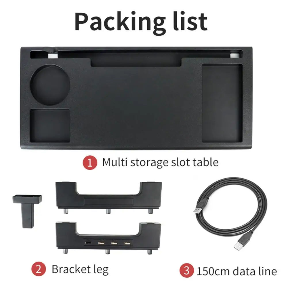 Monitor de computador Stand Riser com hub USB, extensor de carga rápida, prateleira aumentada, organizador de mesa para laptop, pc, impressora