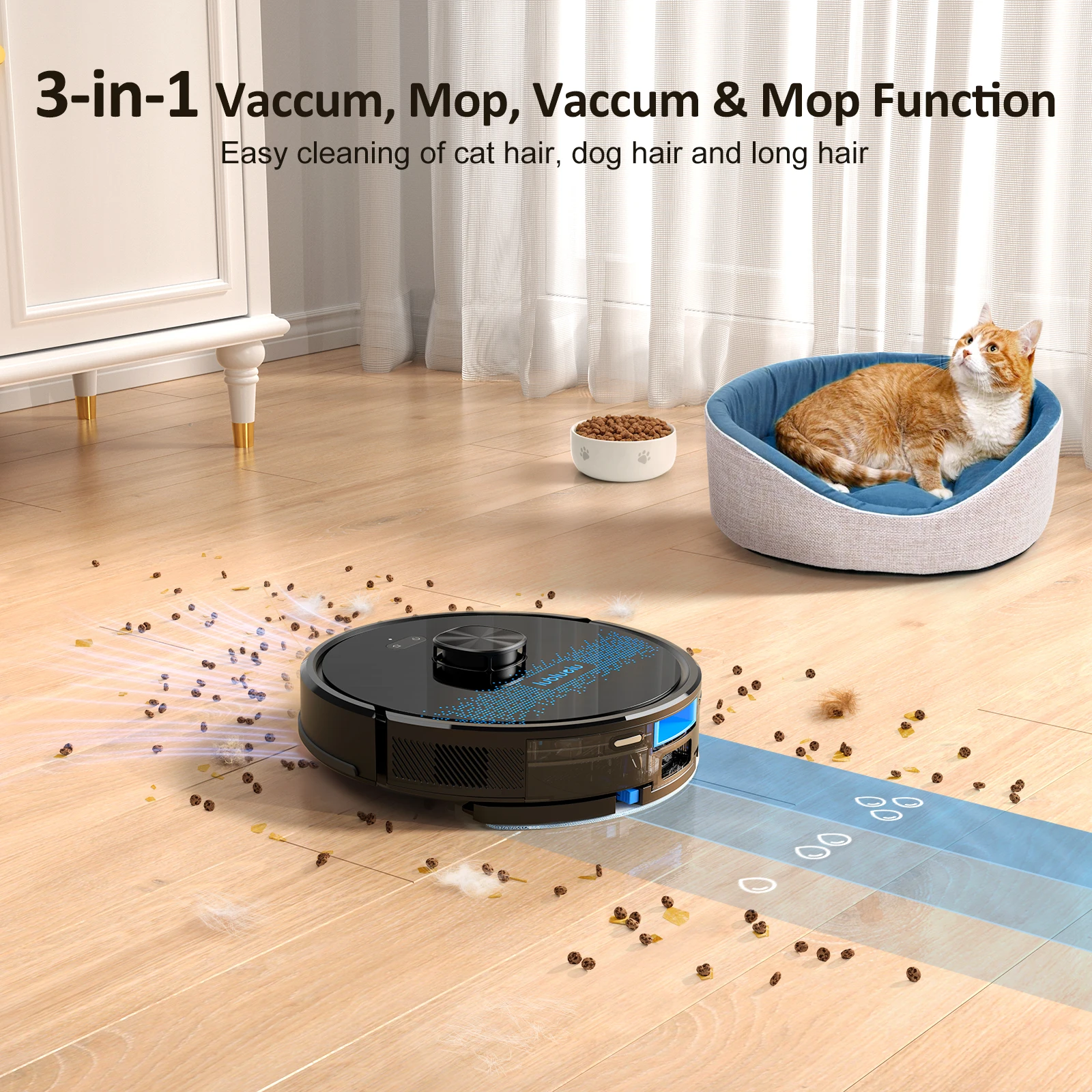 Lubluelu SL60 Max 3-in-1 Robot Vacuum Mop - 5000Pa Suction Pet