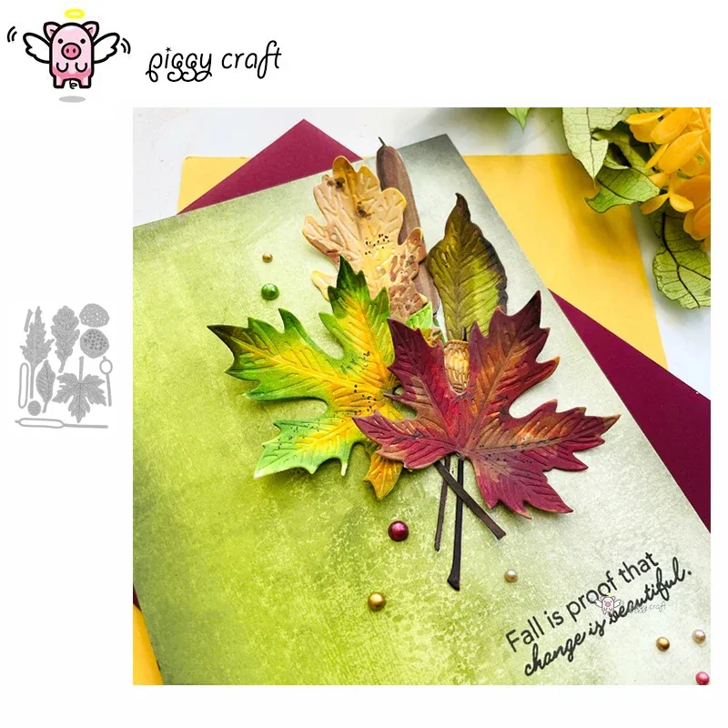 Piggy Craft metal cutting dies cut die mold Maple Leaf Cattail Nut Scrapbook paper craft knife mould blade punch stencils dies