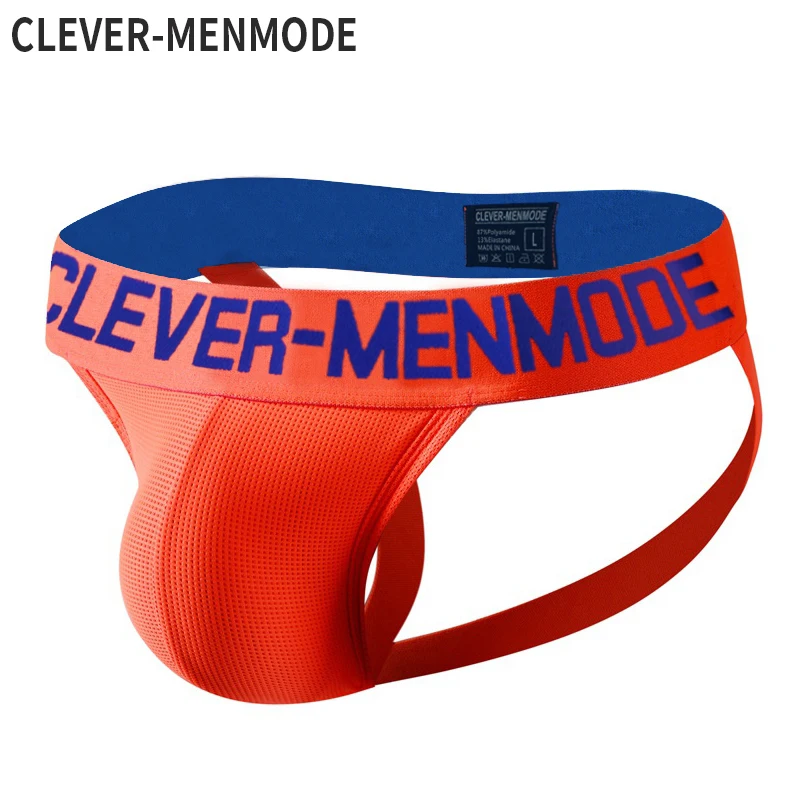 CLEVER-MENMODE Mesh Thong Jockstrap Men Sexy Penis Pouch Underwear Thin Open Butt Panties Erotic Lingerie Buttocks Underpants