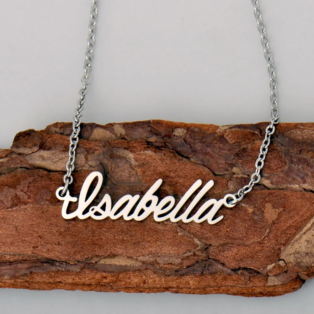 

AOLOSHOW Isabella Gold Name Necklace Stainless Steel Dainty Pendant Jewelry for Women Perfect Female Birthday Gift