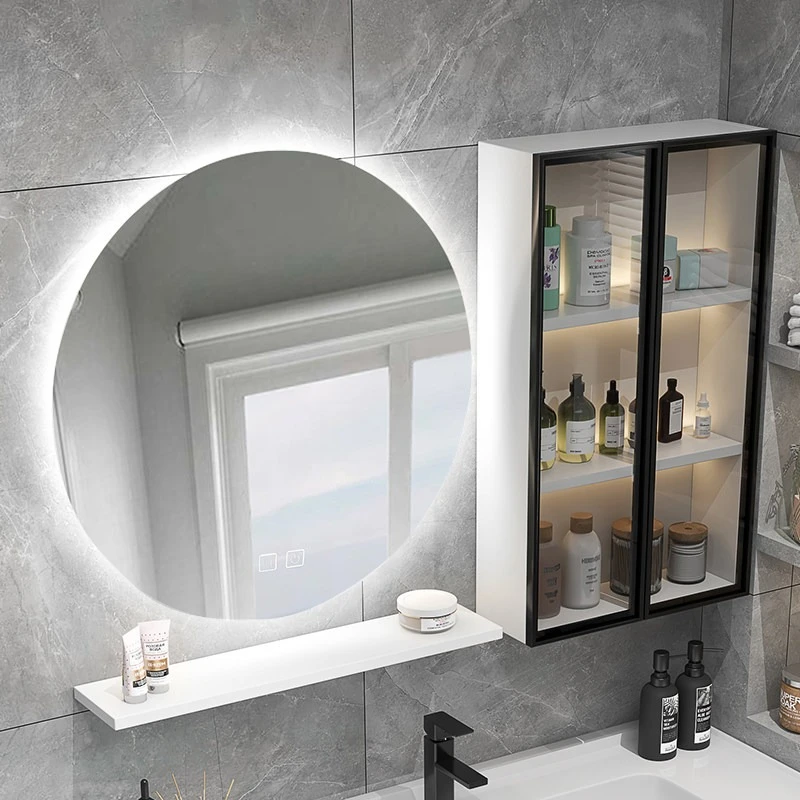Toilet Storage Bathroom Mirror Cabinet Light Luxury Round Smart Separate Mirror cabinet Wall-mounted opbergkasten furniture