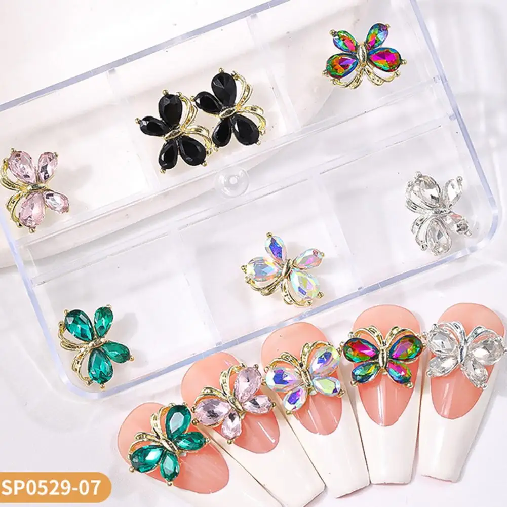 Faux Nail Embellishments 3d Rhinestone Nail Art Charms for Phone Case Jewelry Decoration Heart Butterfly Crown Alloy for Women