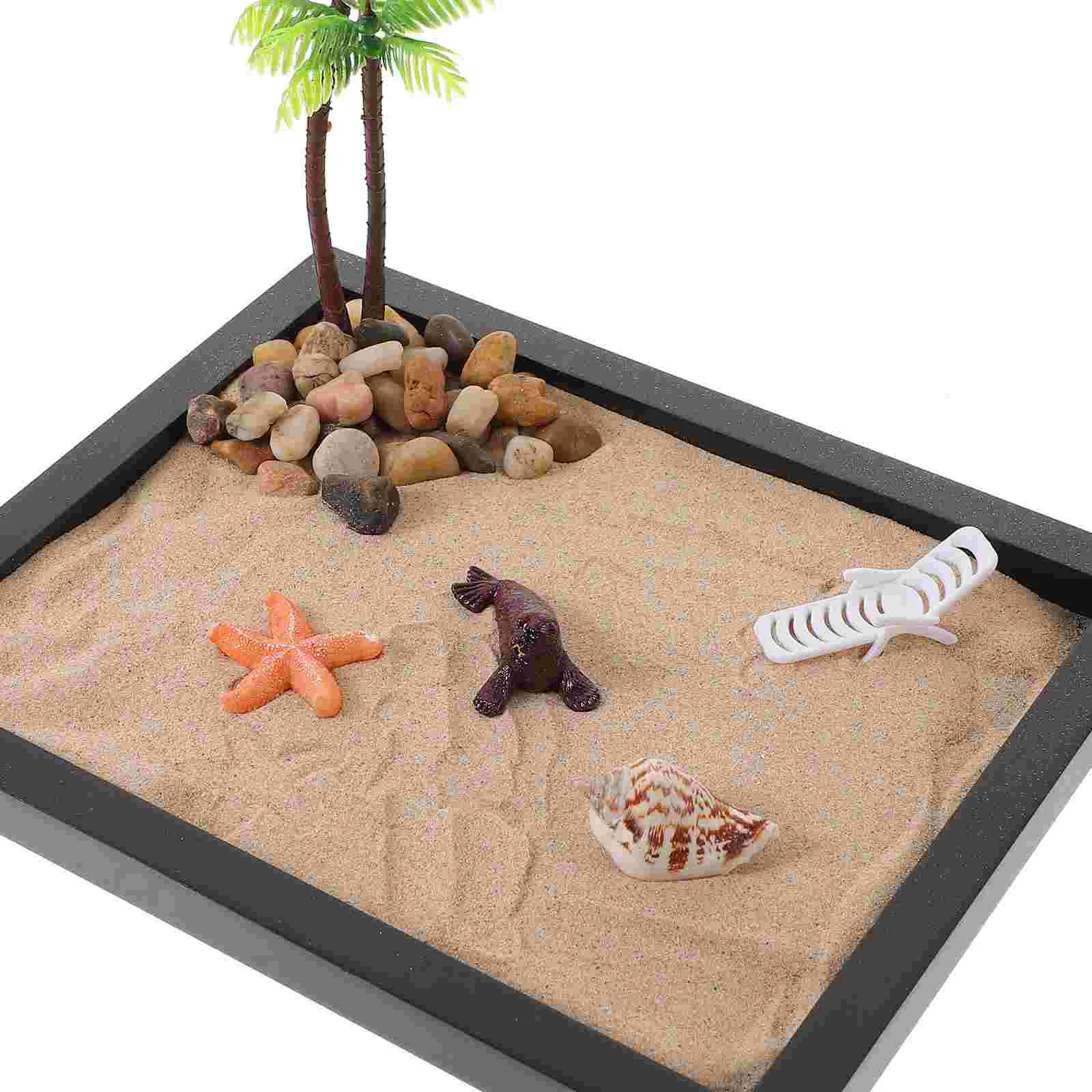 Giapponese Ocean Beach Desktop Paesaggistica Tavolo di sabbia Micro Paesaggio Decorazione della casa Sandbox Zen Garden Mini per ornamenti