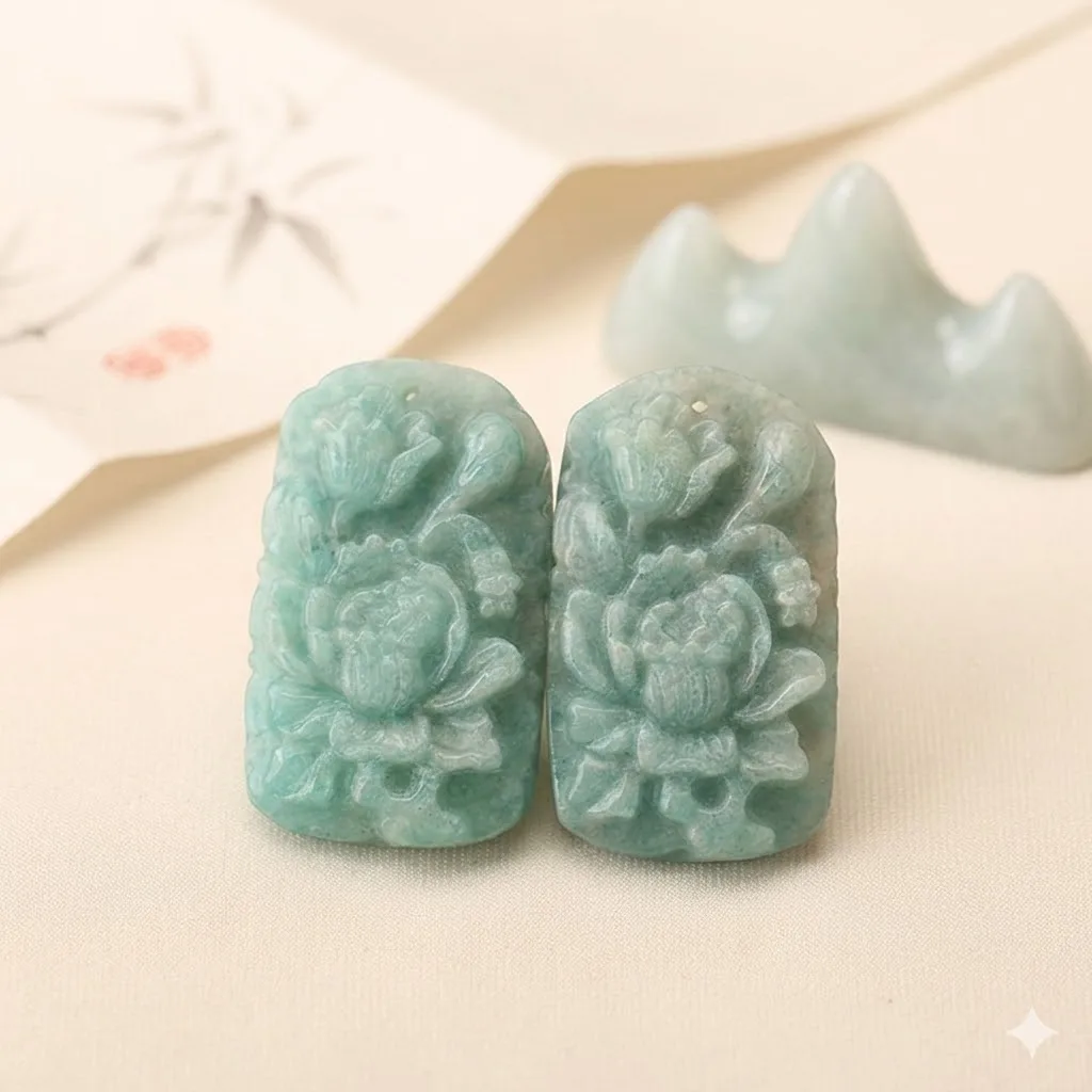 natural-amazonite-flower-carving-pendant-bead-pairs-semiprecious-stone-32x18x5mm-for-jewelry-making-earring-accessories