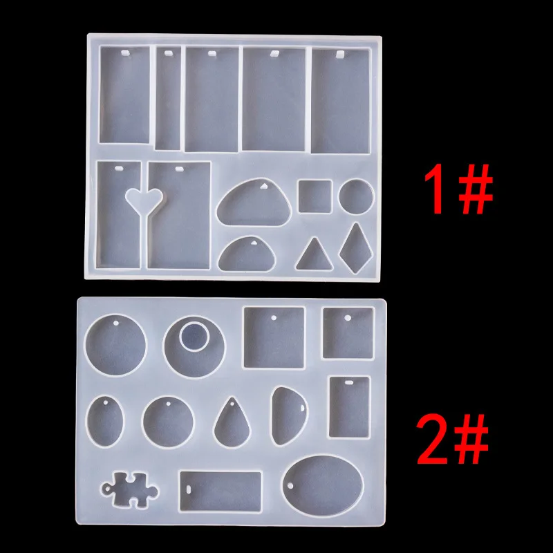 Crystal Epoxy Necklace Pendant Silicone Mould DIY Handmade Jewelry with Hole Mould 16064