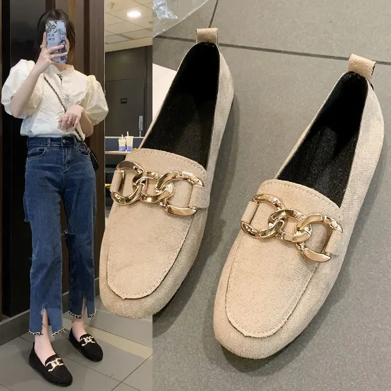 Women's Flat Shoes Slip-on Round Toe Low Heel Elegant Black Cheap Liquidation Quick Delivery Casual Spring Non Ladies Footwear