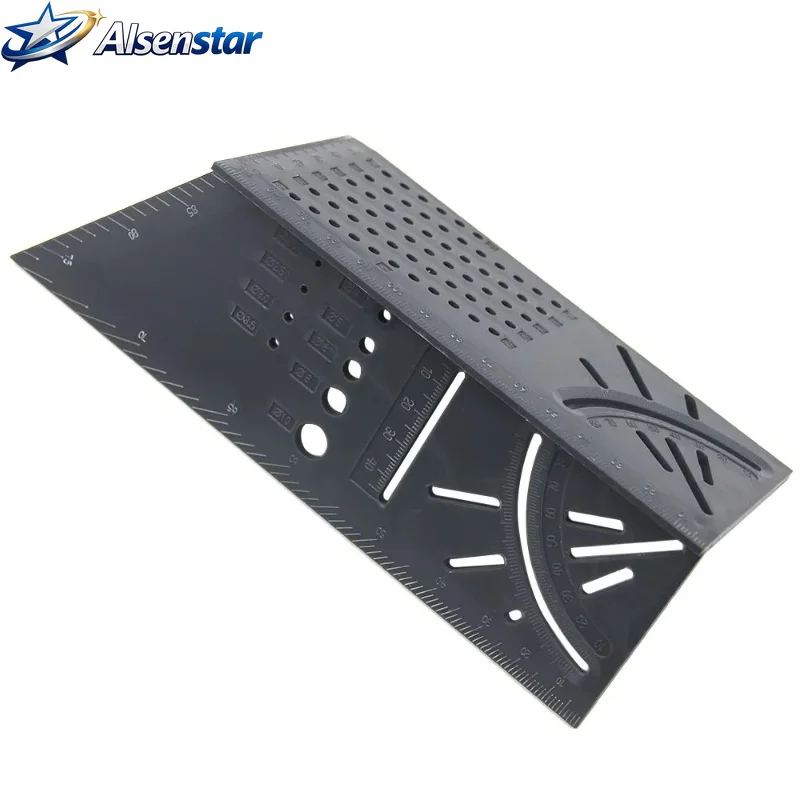 Multi functional 3D oblique cutting measuring ruler with stop type sizing tool for positioning woodworking angle ruler