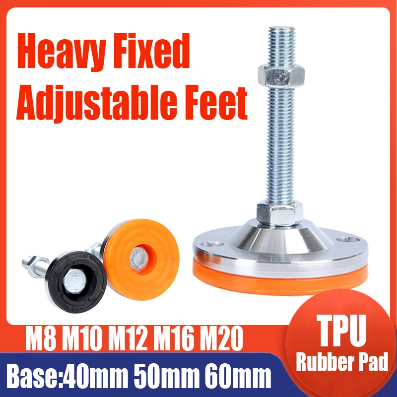 4PCS 40mm 50mm 60mm Base Heavy Fixed Adjustable Feet M8-M20 Adjustable Machine Tool Lathe Leg Furniture Glide Pad Support leg