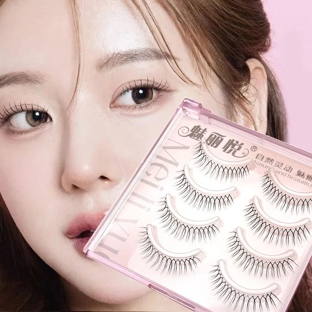 Neue koreanische natürliche transparente Stiel wimpern u-förmige falsche Wimpern weiche v-förmige Wimpern verlängerung natürliche wispy volle Streifen wimpern