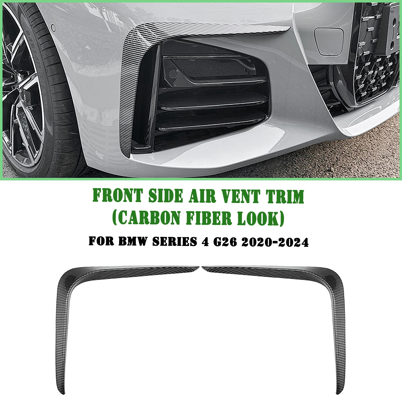 

Front Bumper Side Air Vent Trim For BMW 4 Series G26 4 Door M Sport 2020-2024 Car Fog Light Intake Frame Cover Spoiler Splitter