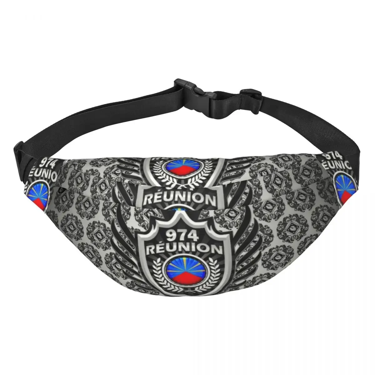 974 Reunion Island Coat Of Arms Fanny Bag Margouillat Beach Sling Crossbody Waist Pack Women Men Travel Hiking Phone Money Pouch