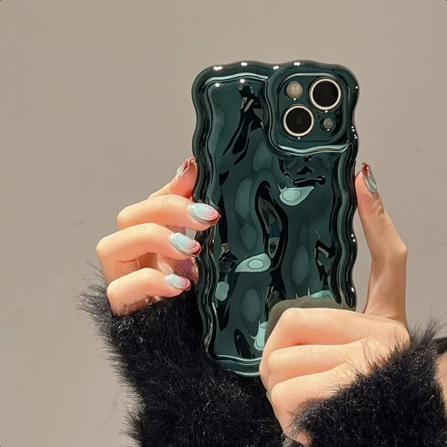 Funda FABSPARK para iPhone 13 Pro Max3D patrón de burbujas de meteorito galvanizado brillo rizado marco ondulado funda brillante suave T