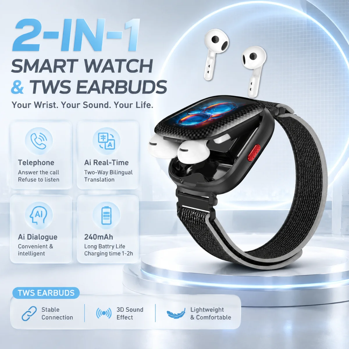 Smartwatch Noise Watches For Men - 2 In 1 TWS Headset Smart