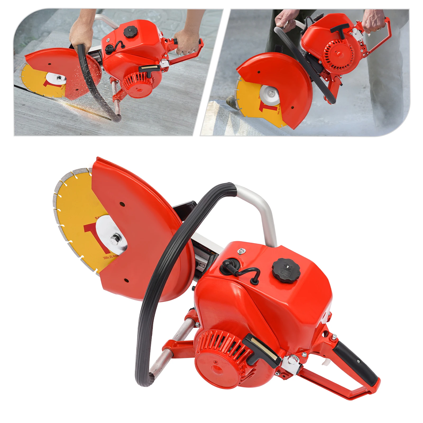 

12 Inch Gas Powered Concrete Cutter 78.5CC 2.9KW Power Circular Cut Off Saw with Diamond Blade for Construction, Road Cutting