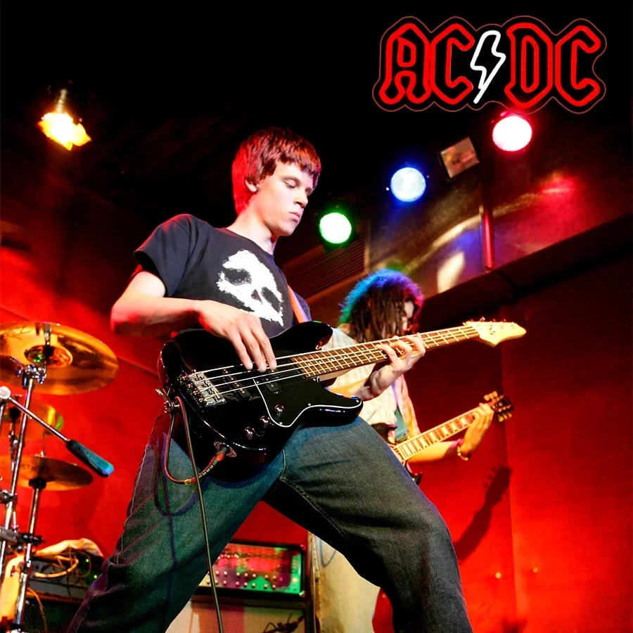 LED Music Neon Lights Sign for Bedroom Man Cave Decor Rock Fans Gifts Music Studio Party ACDC Band Neon Sign for Wall Decor