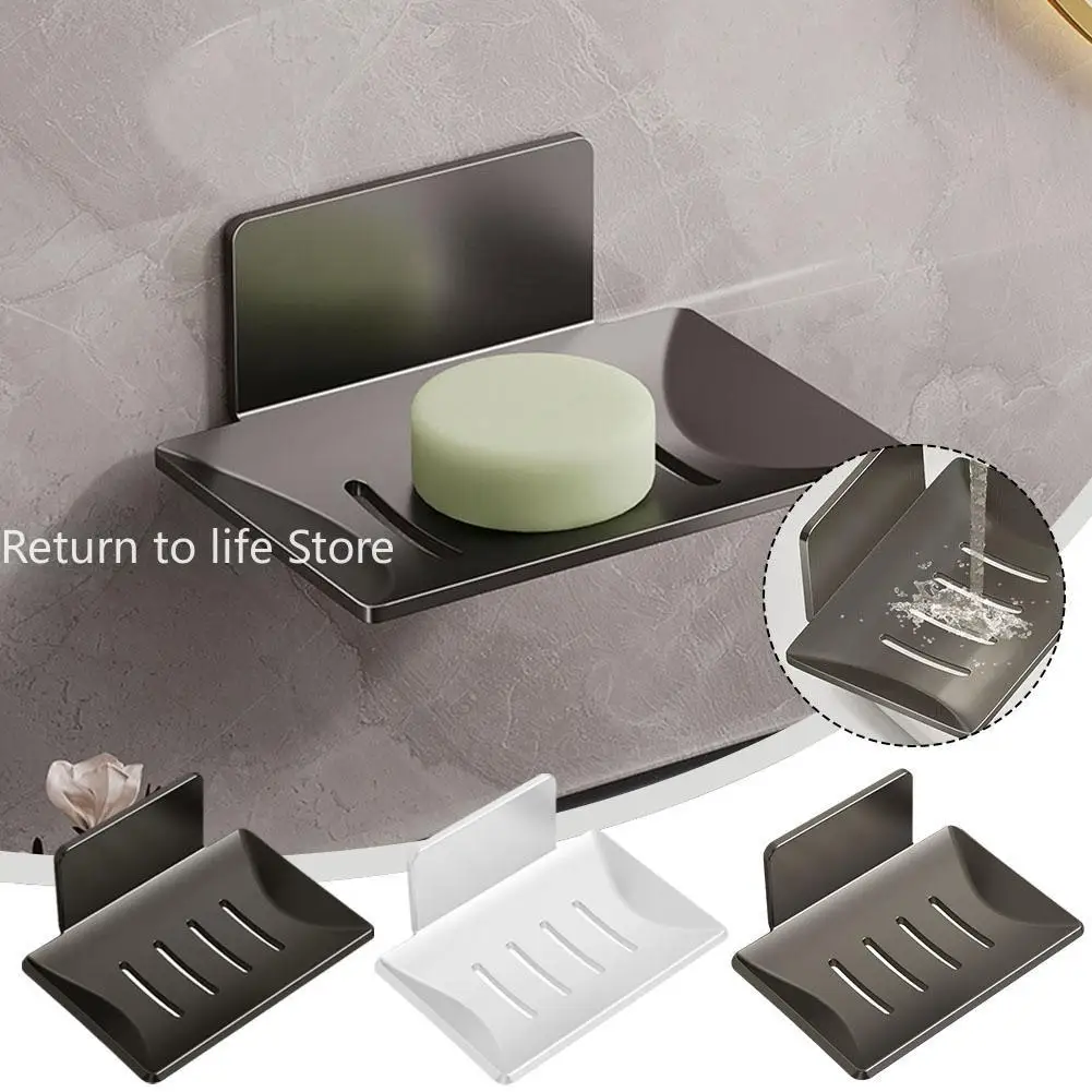 Aluminum Alloy Soap Holder For Shower Kitchen Self-Adhesive Soap Dish With Drainage Wall Mounted Soap Box Bathroom Accessor