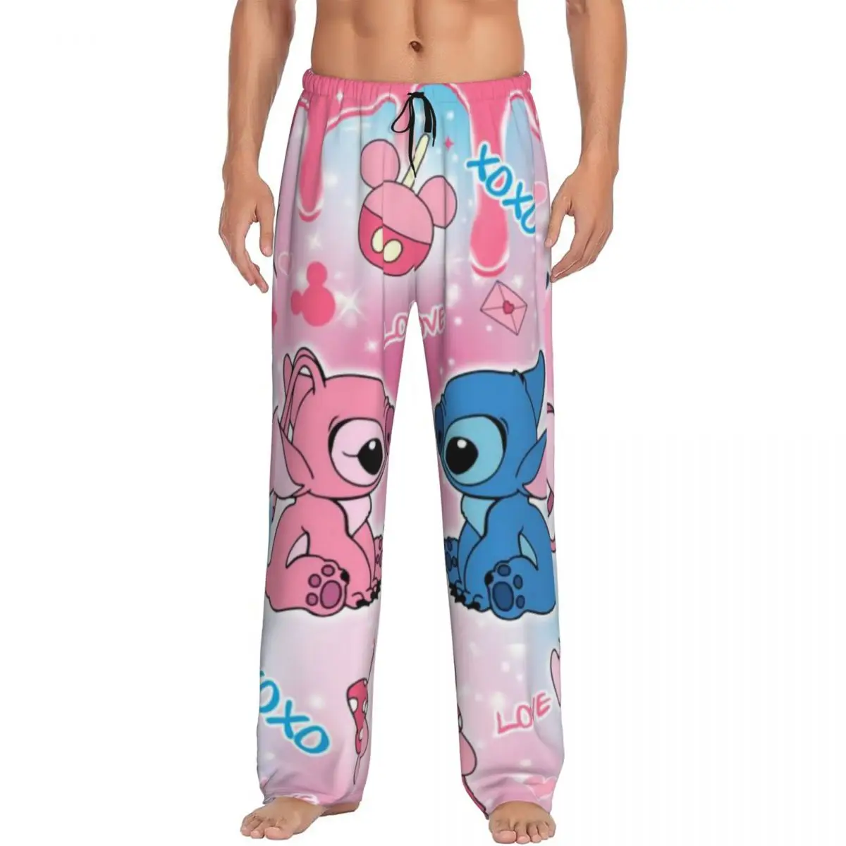 

Custom Lilo Stitch Cartoon Anime Manga Pajama Pants Sleepwear Men Elastic Waistband Sleep Lounge Bottoms with Pockets