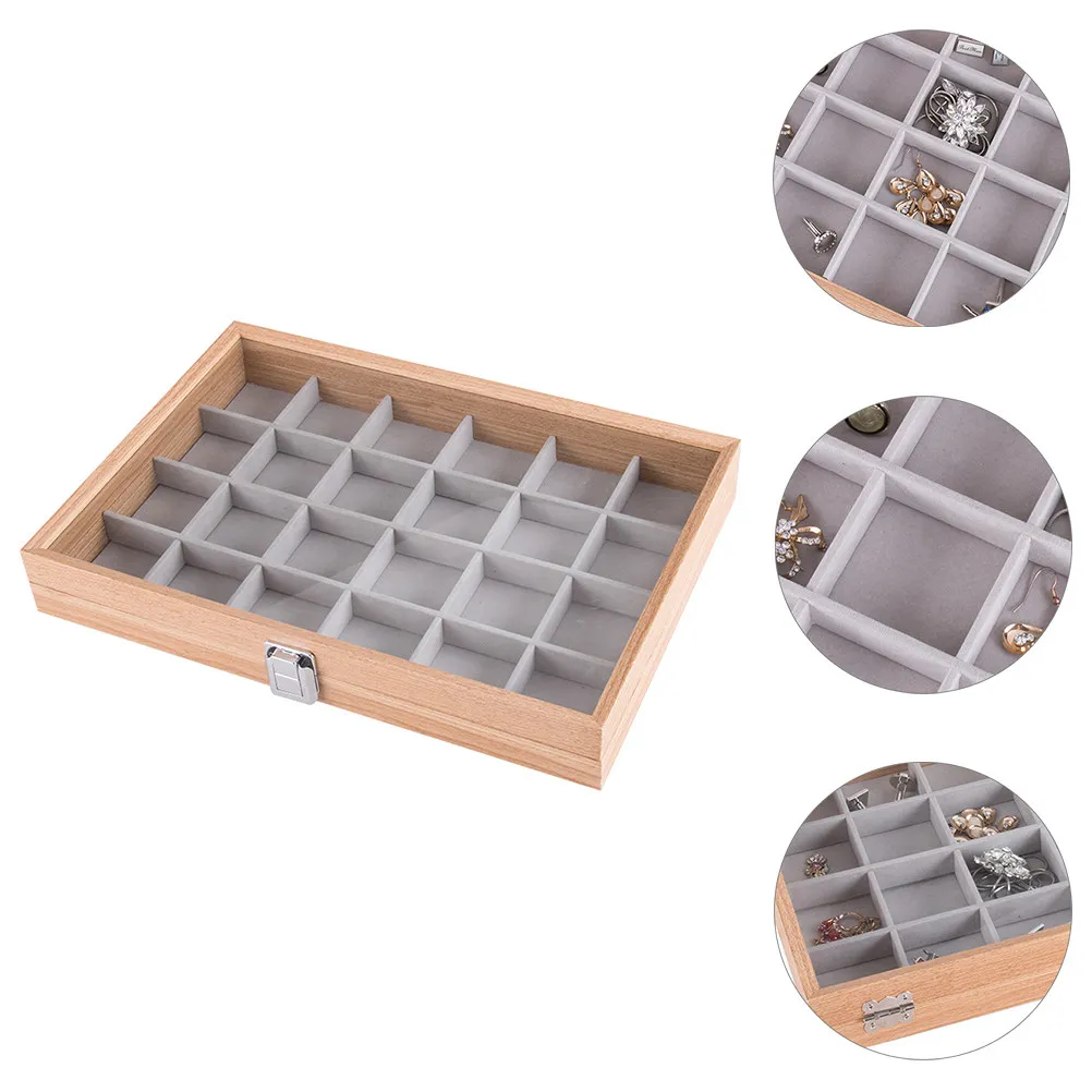 24-Grid Jewelry Storage Organizer Large Capacity Portable Eco-Friendly Lightweight Jewelry Box for Necklaces Bracelets Rings