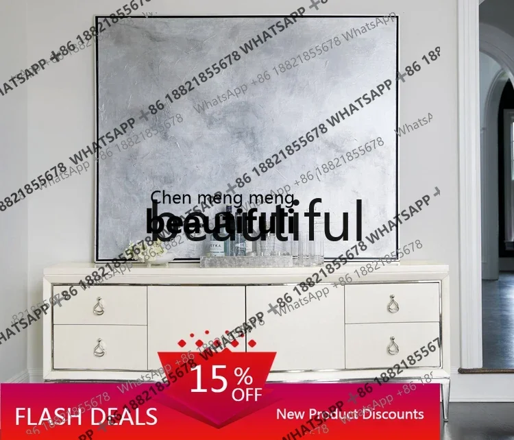 

z JModern American TV cabinet, simple and beautiful floor cabinet, living room audio-visual cabinet, beige