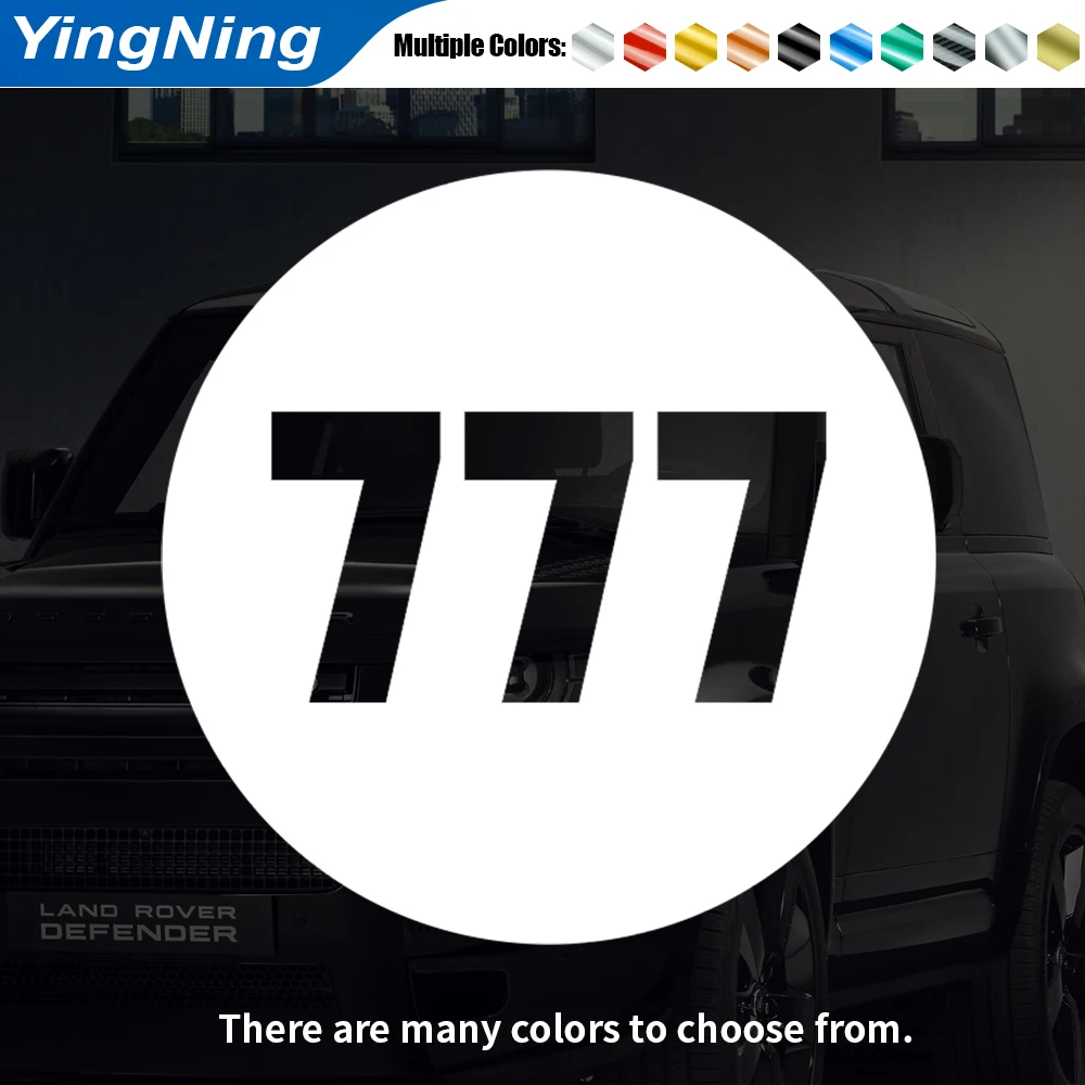 Lucky Angel Number 777 Car Sticker Vinyl Racing Digit Decal Waterproof Motorcycle Helmet Auto Body Window Exterior Decoration