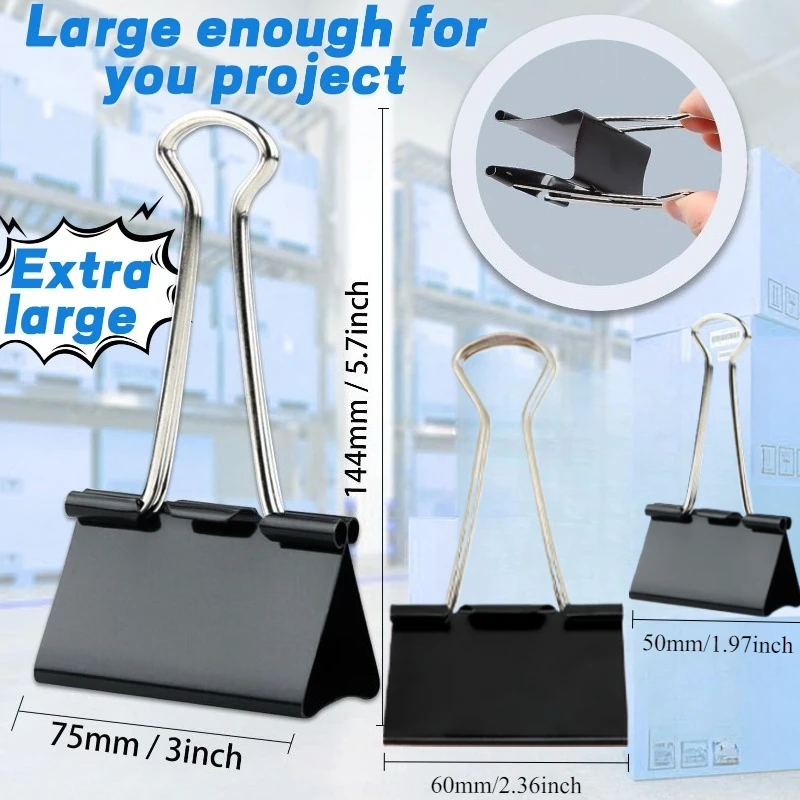 Jumbo Binder Clips, Extra Large Clips Heavy Duty Paper Clamps for Office and Home Supplies, Bill Folder, Drawing Board Folder