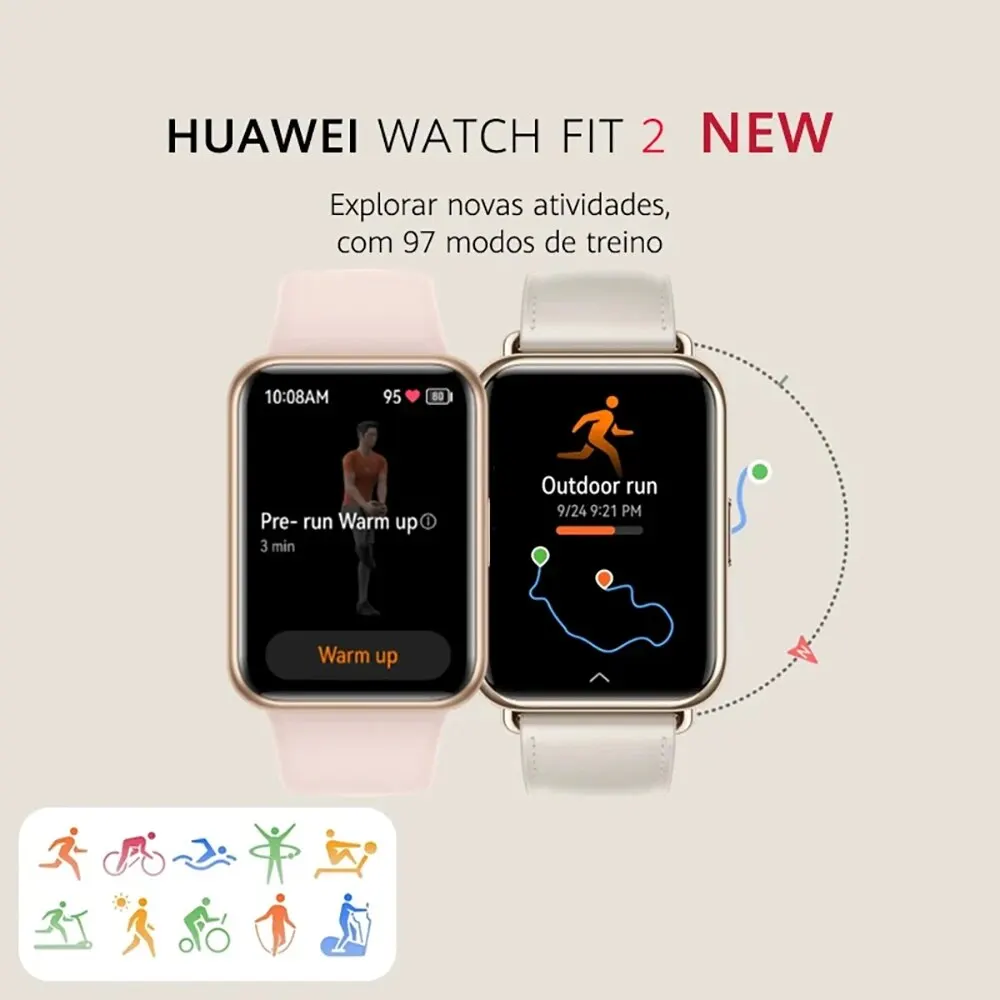 HUAWEI ÜCH FIT 2-Montre connectée de sport pour hommes et femmes, avec écran AMOLED de 1.74 pouces, appels Bluetooth, moniteur de fréquence cardiaque