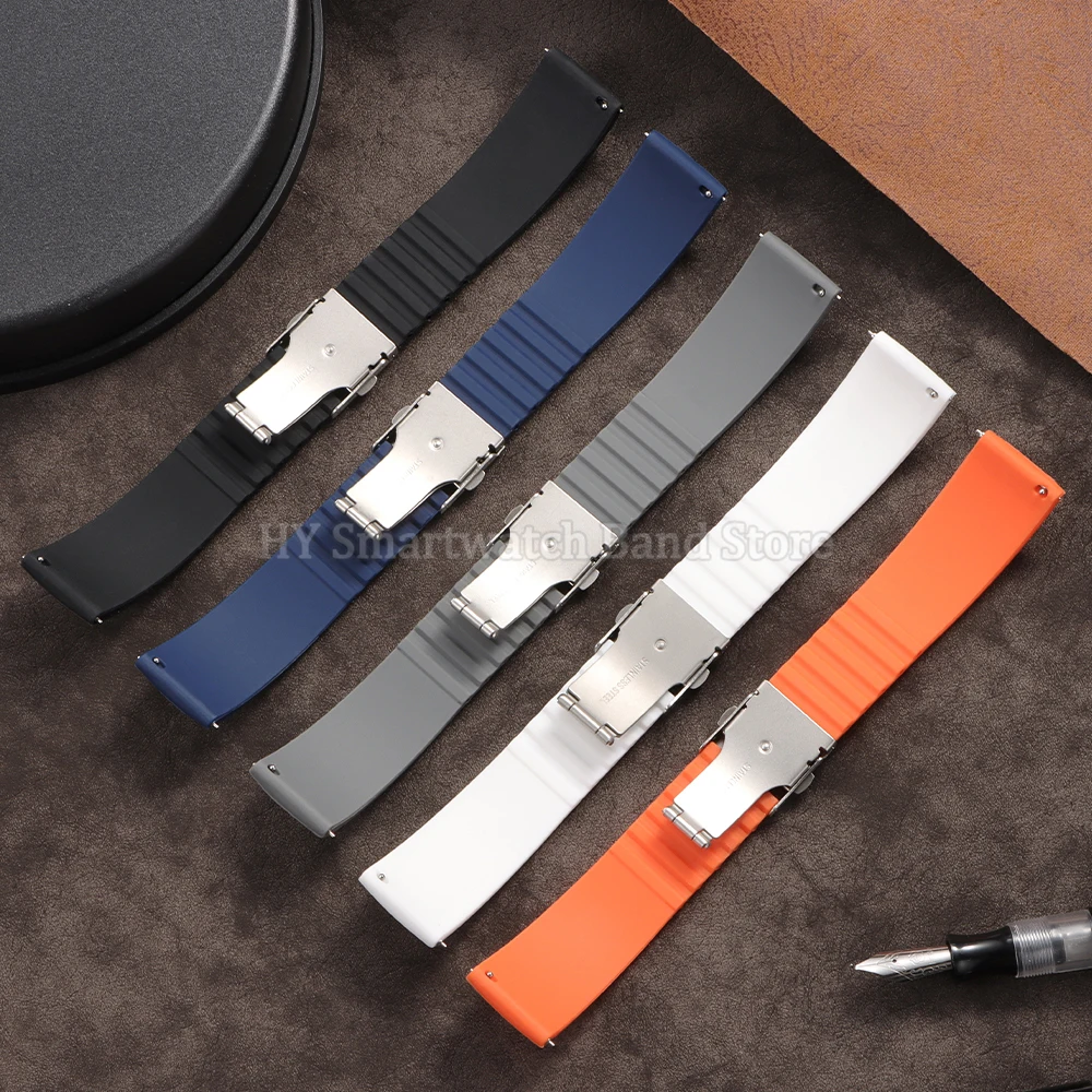 18mm 20mm 22mm 24mm Silicone Watch Strap for Seiko for Huawei GT4/3/2 Sport Quick Release Bracelet Dustproof Rubber Wrist Band
