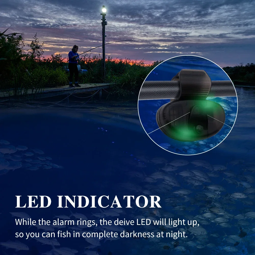 New Fishing Bite Alarm Electronic LED Light Bite Sound Alarm Set Buzzer Alert Bell Clip On Fishing Rod Indicator With Battery