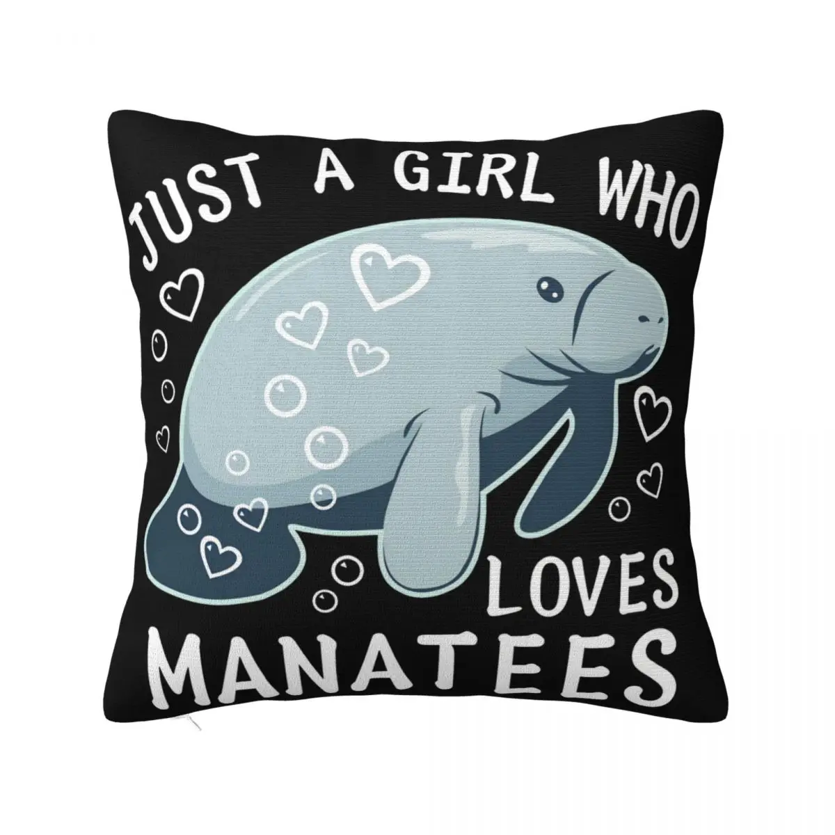 Just A Girl Who Loves Manatees Funny Gift Mens Cotton Personality Colour Cartoon Character Pillow Case