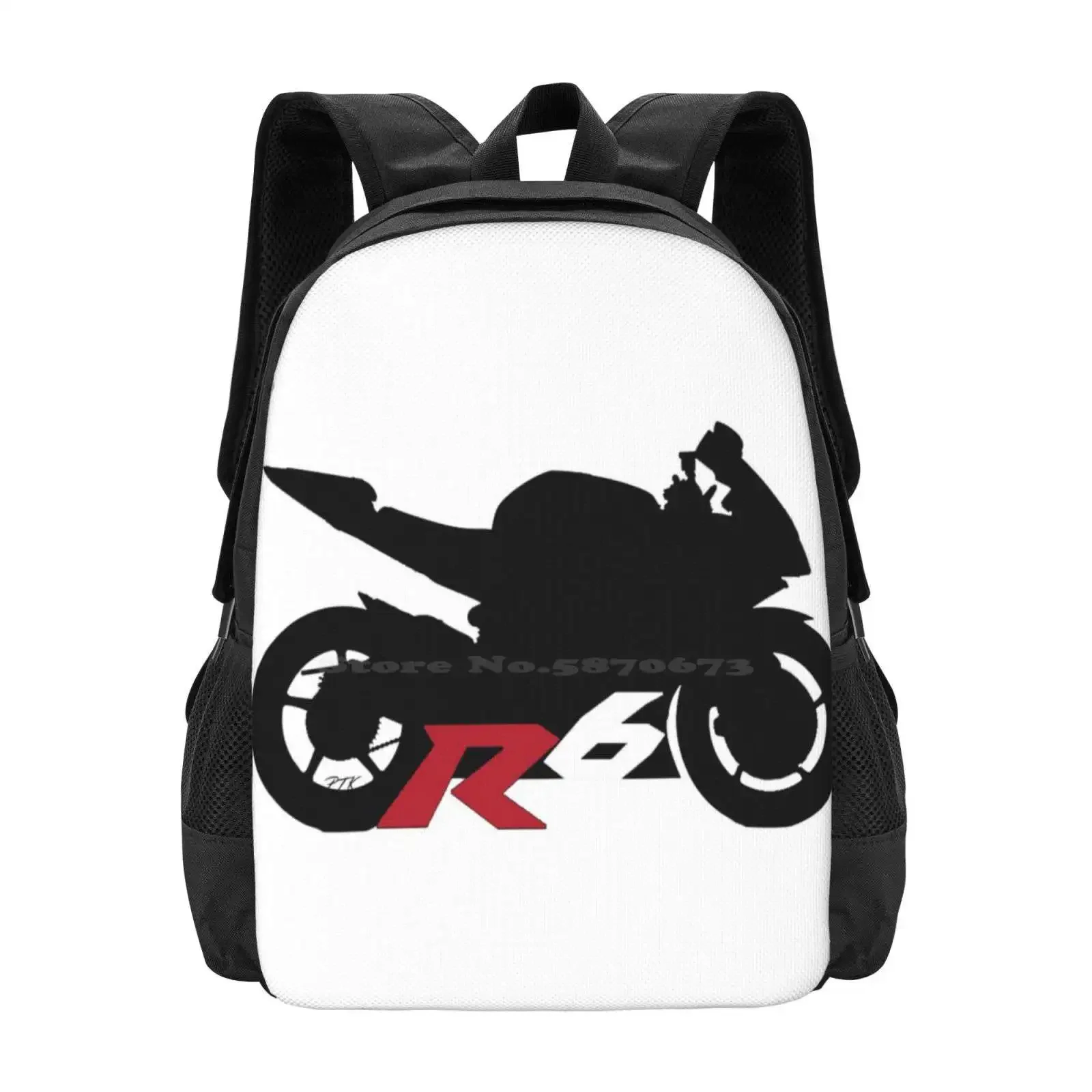 

R6 Silhouette Pattern Design Bag Student's Backpack Ptk Moto Ptk Designs Motorcycles R6 Calamari Race Team