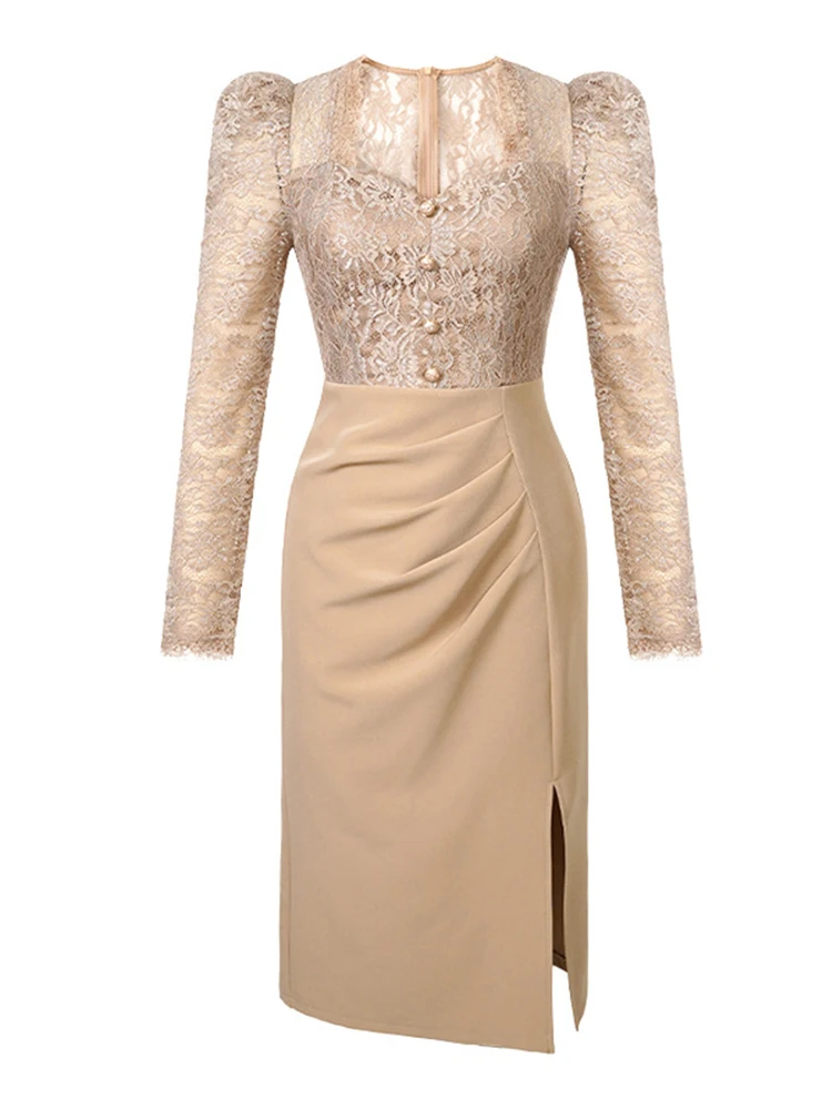 Nuovo Falso 2 Pezzi Abiti per Occasioni Formali Donna Mujer Donna Elegante Ufficio Colletto Quadrato Abito Sottile Abiti Robe Femme Moda