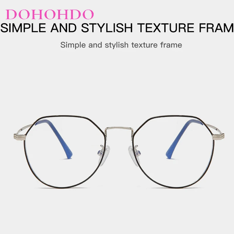 2023 Dohohdo Unisex Anti-Blauw Licht Klassieke Glazen Frame Merk Designer Fashion Ronde Optische Metalen Frames Computer Bril