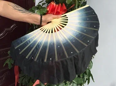 1 paire (L + R) chinois réel soie bambou côtes ventilateur voiles belle danse du ventre soie ventilateurs courts scène Performance Fans accessoires 12 couleurs