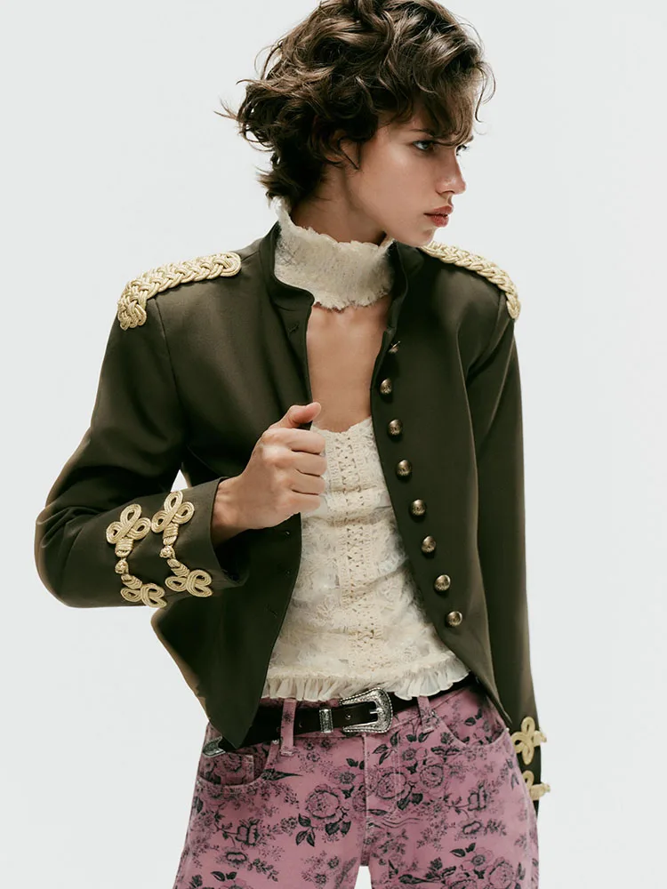 Elegant Long Sleeve round Neck Rope Buckle Suit Jacket Women's Fashion Outerwear New Arrival Autumn 2026 Premium Ladies Coat