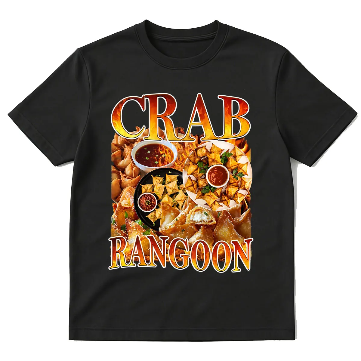 Crab Rangoon Vintage Food T-Shirt Retro 90s Funny Snack Asian Appetizer Graphic T-Shirts Men Women Cotton Short Sleeve T Shirt